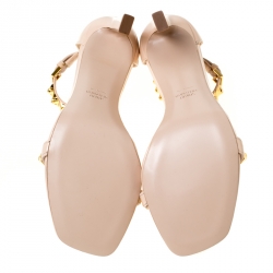 Stuart Weitzmann Blush Pink Leather Smart Stud Embellished Ankle Strap Open Toe Sandals Size 39