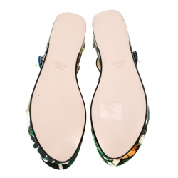 Stuart Weitzman Multicolor Botanic Jacquard Fabric Capri Ankle Strap Platform Sandals Size 38