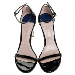 Stuart Weitzman Black Patent Leather Ankle Strap Size 37