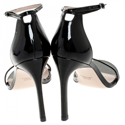 Stuart Weitzman Black Patent Leather Ankle Strap Size 37