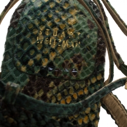 Stuart Weitzman Two Tone Python Embossed Leather Tassel Detail Strappy Flat Sandals Size 38