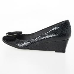 Stuart Weitzman Black Python Embossed Caring Wedges Size 36.5