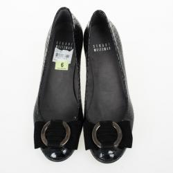 Stuart Weitzman Black Python Embossed Caring Wedges Size 36.5