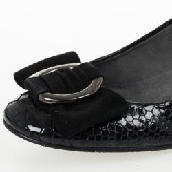 Stuart Weitzman Black Python Embossed Caring Wedges Size 36.5