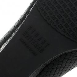 Stuart Weitzman Black Python Embossed Caring Wedges Size 36.5