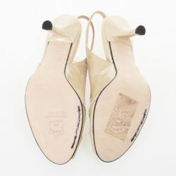 Pre Owned Stuart Weitzman Nude Patent Peekaboo Slingback Sandals Size 37