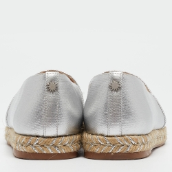 Stuart Weitzman Silver Leather Espadrille Flats Size 36