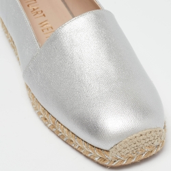 Stuart Weitzman Silver Leather Espadrille Flats Size 36