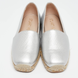 Stuart Weitzman Silver Leather Espadrille Flats Size 36