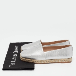 Stuart Weitzman Silver Leather Espadrille Flats Size 36