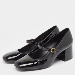Stuart Weitzman Black Patent Mary Jane Block Heel Pumps Size 42