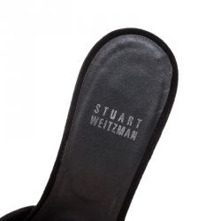 Stuart Weitzman Black Suede Damsel Platform Slide Sandals Size 37