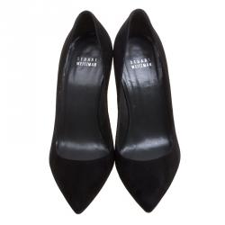 Pre Owned Stuart Weitzman Black Suede Nouveau Pointed Toe Pumps Size 38