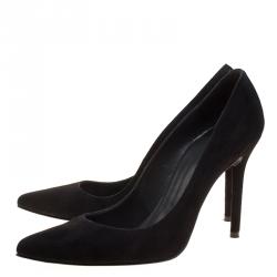 Pre Owned Stuart Weitzman Black Suede Nouveau Pointed Toe Pumps Size 38