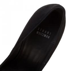 Pre Owned Stuart Weitzman Black Suede Nouveau Pointed Toe Pumps Size 38