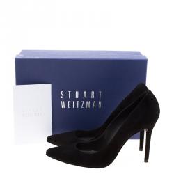 Pre Owned Stuart Weitzman Black Suede Nouveau Pointed Toe Pumps Size 38