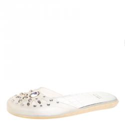 Stuart Weitzman Crystal Embellished Jelly Flat Slides Size 38
