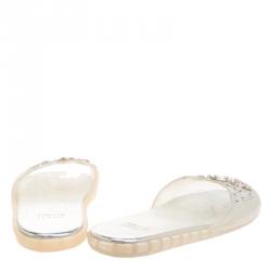 Stuart Weitzman Crystal Embellished Jelly Flat Slides Size 38