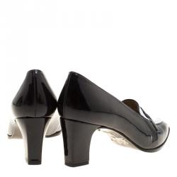 Stuart Weitzman Monochrome Brogue Leather Block Heel Loafer Pumps Size 38.5