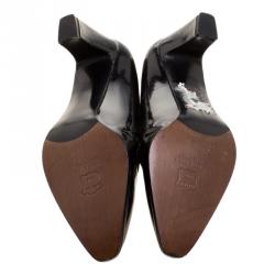 Stuart Weitzman Monochrome Brogue Leather Block Heel Loafer Pumps Size 38.5