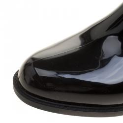 Stuart Weitzman Black Leather and Rubber Stirrup Rain Boots Size 39