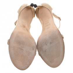 Stuart Weitzman Beige Patent Leather Nudist Sandals Size 40