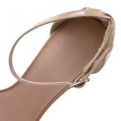 Stuart Weitzman Beige Patent Leather Nudist Sandals Size 40