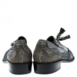 Pre Owned حذاء سليبرز ستيوارت وايتزمان سموكينغ شراشيب غليترز فضي مقاس 37