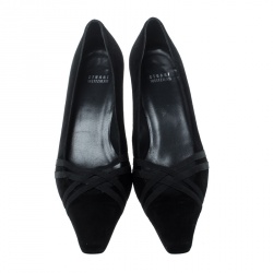 Pre Owned Stuart Weitzman Black Suede Cross Strap Pumps Size 41.5