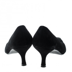 Pre Owned Stuart Weitzman Black Suede Cross Strap Pumps Size 41.5