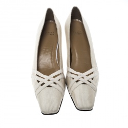 Stuart Weitzman Beige Fabric Cross Strap Pumps Size 42