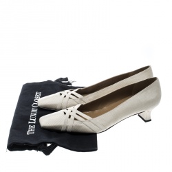 Stuart Weitzman Beige Fabric Cross Strap Pumps Size 42