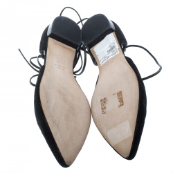 Stuart Weitzman Black Pyrite Fabric Giligan Lace Up Ballet Flats Size 40.5