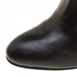 Pre Owned Stuart Weitzman Black Leather Highland Thigh High Boots Size 41.5