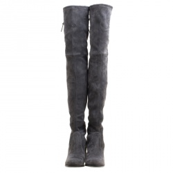 Stuart Weitzman Grey Suede Tieland Over The Knee Block Heel Boots Size 42