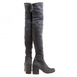 Stuart Weitzman Grey Suede Tieland Over The Knee Block Heel Boots Size 42