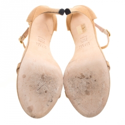 Stuart Weitzman Beige Suede Ankle Strap Open Toe Sandals Size 38.5