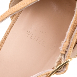 Stuart Weitzman Beige Suede Ankle Strap Open Toe Sandals Size 38.5