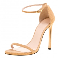 Stuart Weitzman Beige Suede Ankle Strap Open Toe Sandals Size 38.5