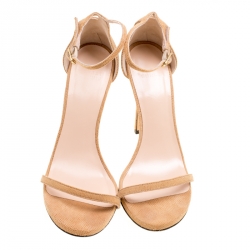 Stuart Weitzman Beige Suede Ankle Strap Open Toe Sandals Size 38.5
