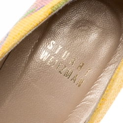 Stuart Weitzman Yellow Multicolor Shimmering Printed Fabric Pumps Size 37