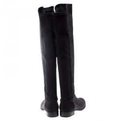 Stuart Weitzman Grey/Black Suede and Fabric 50:50 Knee High Boots Size 37