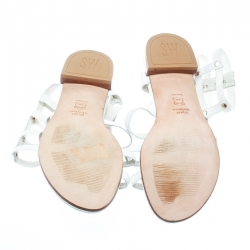 Stuart Weitzman White Leather Caesar Flat Gladiator Sandals Size 39