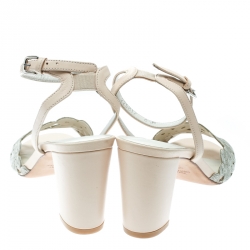 Stuart Weitzman Beige Leather Chain Reaction Ankle Strap Sandals Size 37.5