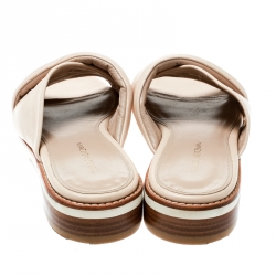 Stuart Weitzman Beige Leather Crisscross Slide Sandals Size 36