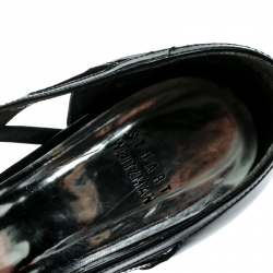 Pre Owned Stuart Weitzman Black Patent Leather Cutout Wedges Pumps Size 38.5
