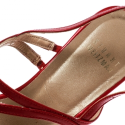 Stuart Weitzman Red Patent Leather Strappy Wedge Sandals Size 36.5