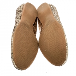 Stuart Weitzman Metallic Gold Glitter Lastikon Scrunch Ballet Flats Size 38.5