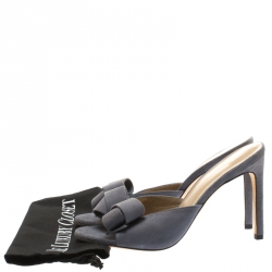 Stuart Weitzman Grey Suede Bow Detail Peep Toe Slides Size 39.5