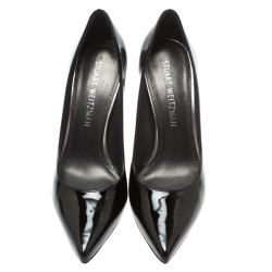Stuart Weitzman Black Patent Leather Heist Pointed Toe Pumps Size 38